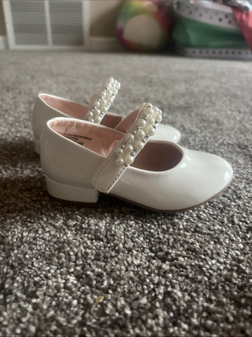 Cynthia Rowley Pearl-Strap Patent Mary Janes in White